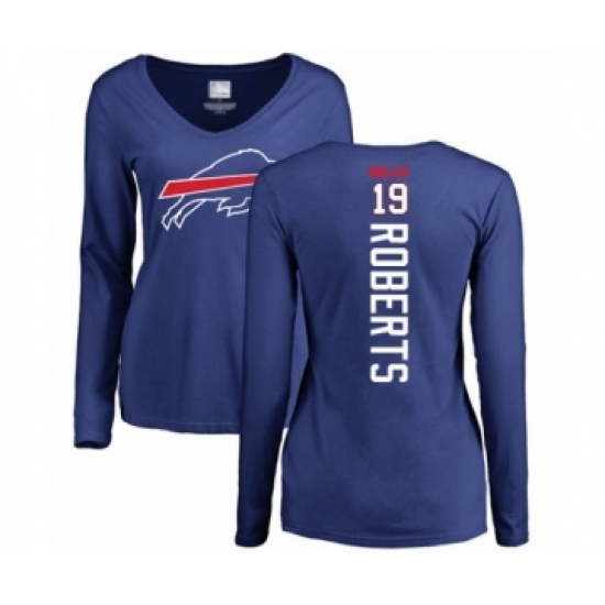 Football Women's Buffalo Bills #19 Andre Roberts Royal Blue Backer Long Sleeve T-Shirt - Jersey