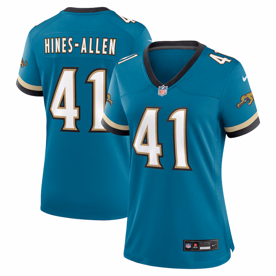 Women's Jacksonville Jaguars Josh Hines-Allen Nike Teal Prowler Throwback Game Jersey - Jersey