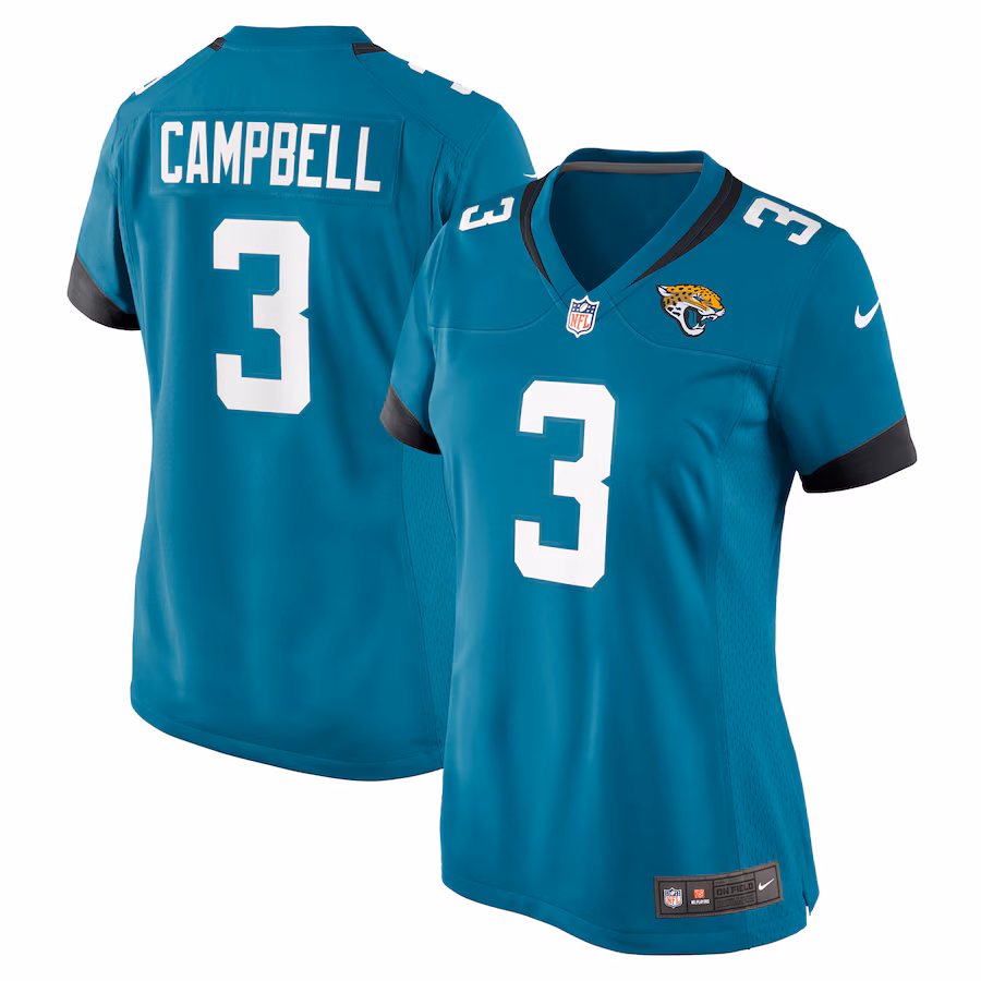 Women's Jacksonville Jaguars Tyson Campbell Nike Teal Game Jersey - Jersey