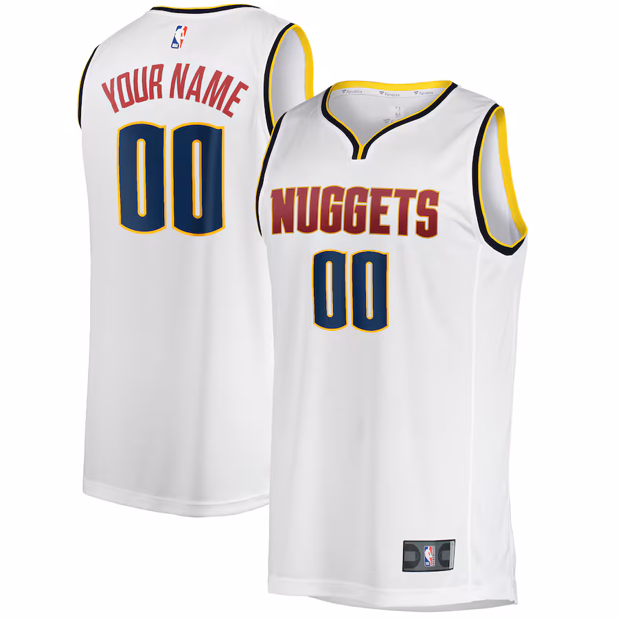Men's Denver Nuggets Fanatics White Fast Break Custom Replica Jersey - Association Edition - Jersey