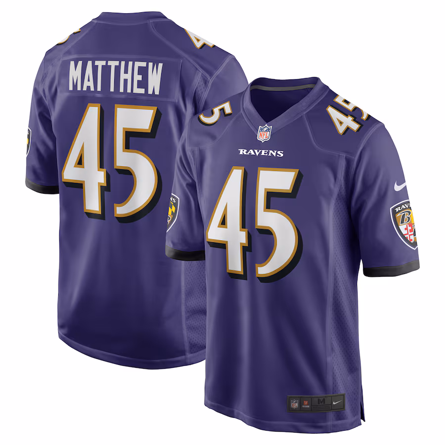 Men's Baltimore Ravens Christian Matthew Nike Purple Team Game Jersey - Jersey