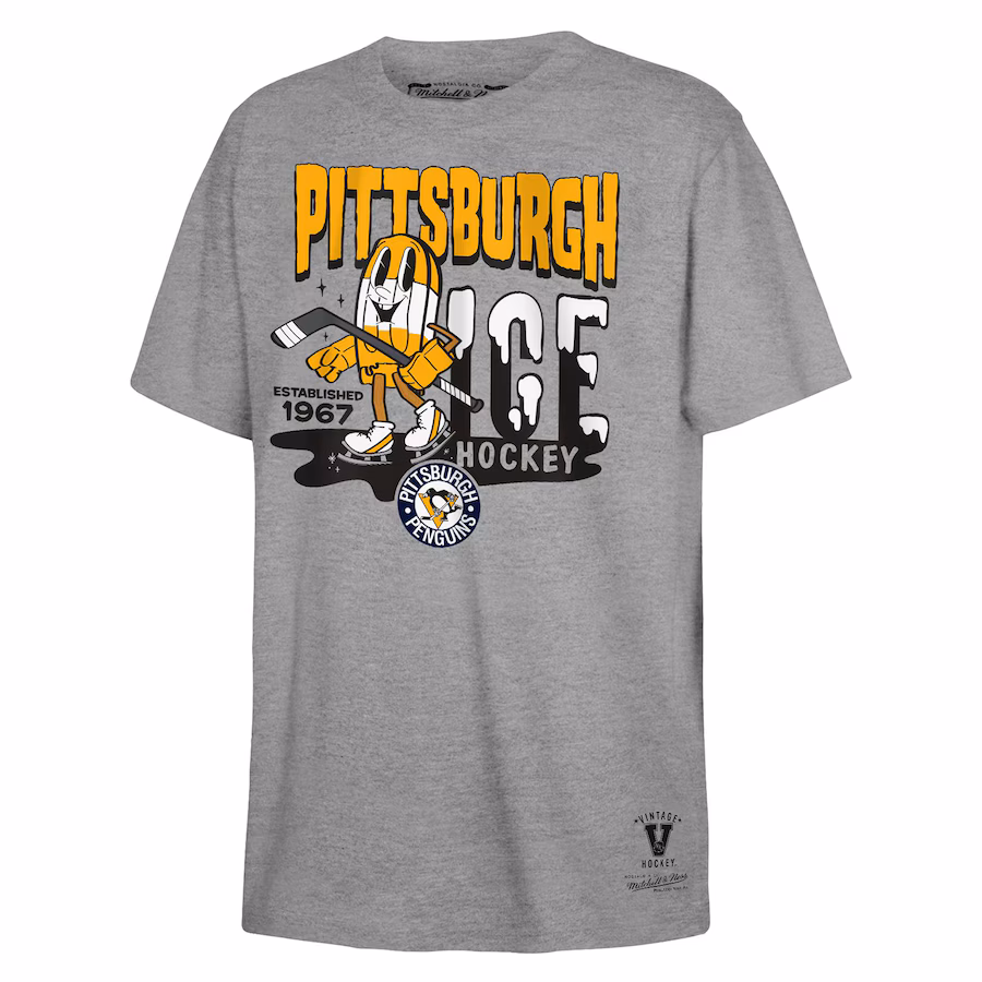 Youth Pittsburgh Penguins Mitchell & Ness Gray Popsicle T-Shirt - Jersey