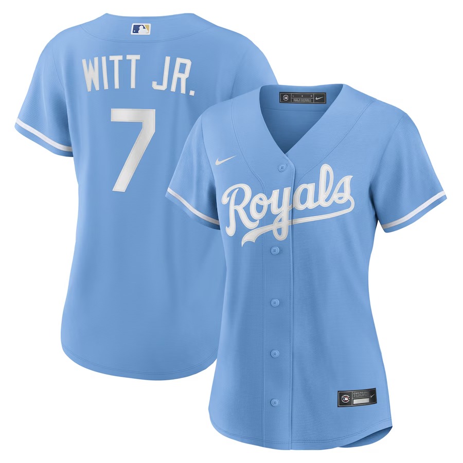 Women's Kansas City Royals Bobby Witt Jr. Nike Light Blue Alternate Replica Player Jersey - Jersey