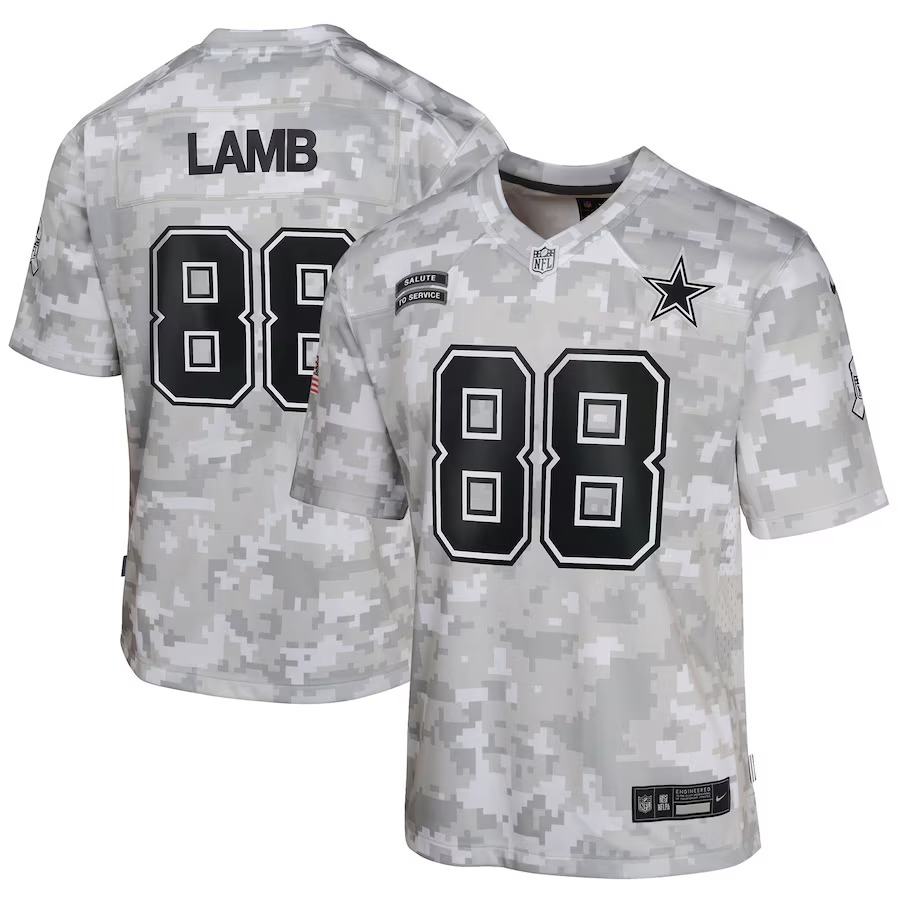 Youth Dallas Cowboys CeeDee Lamb Nike Arctic Camo 2024 Salute to Service Game Jersey - Jersey