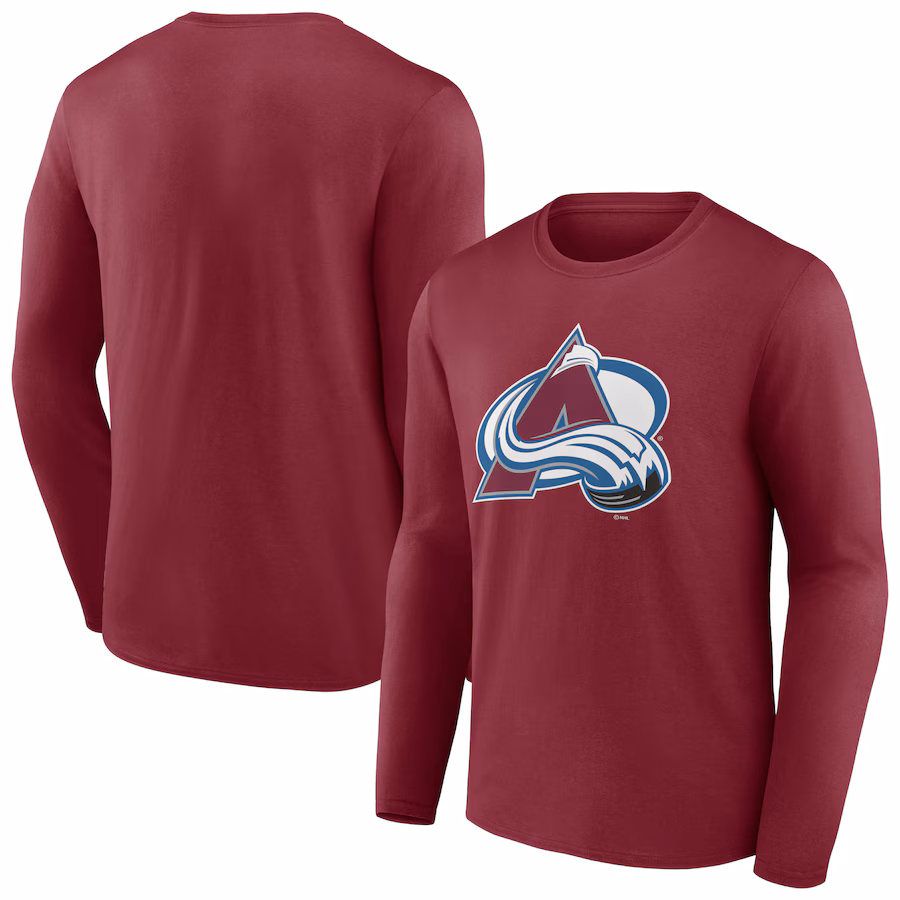 Men's Colorado Avalanche Burgundy Primary Logo Long Sleeve T-Shirt - Jersey