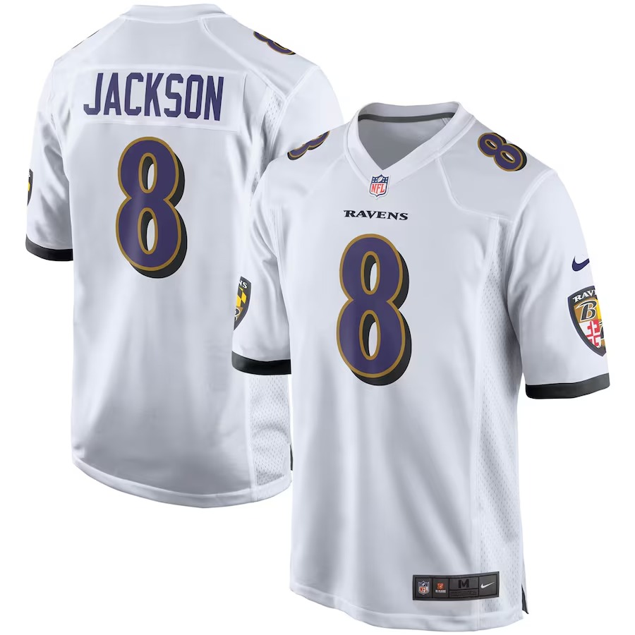 Men's Baltimore Ravens Lamar Jackson Nike White Player Game Jersey - Jersey