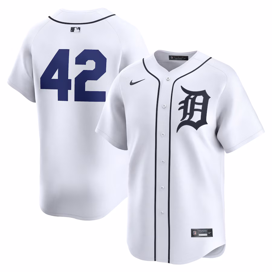 Men's Detroit Tigers  Nike White 2024 Jackie Robinson Day Home Limited Jersey - Jersey