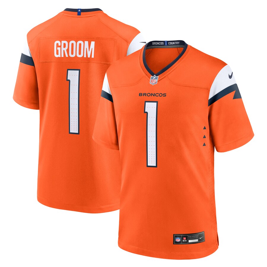 Men's Denver Broncos Number 1 Groom Nike Orange Game Jersey - Jersey