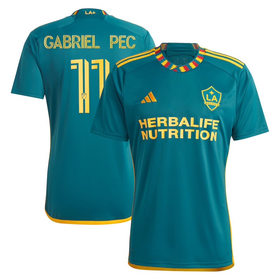 Men's LA Galaxy Gabriel Pec adidas Green 2024 LA Kit Replica Player Jersey - Jersey