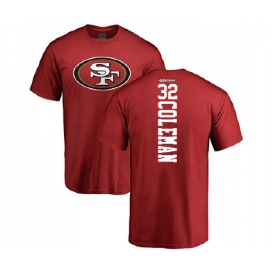 Football San Francisco 49ers #32 Tevin Coleman Red Backer T-Shirt - Jersey