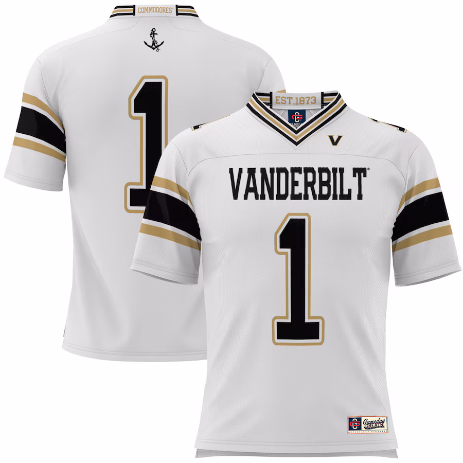 Men's GameDay Greats #1 White Vanderbilt Commodores Football Jersey - Jersey