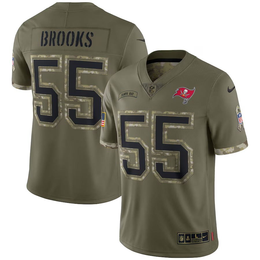 Men's Tampa Bay Buccaneers Derrick Brooks Nike Olive 2022 Salute To Service Retired Player Limited Jersey - Jersey