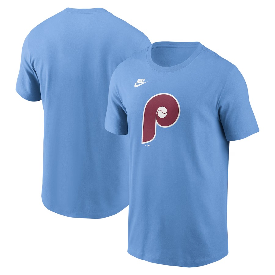 Men's Philadelphia Phillies Nike Light Blue Cooperstown Collection Team Logo T-Shirt - Jersey