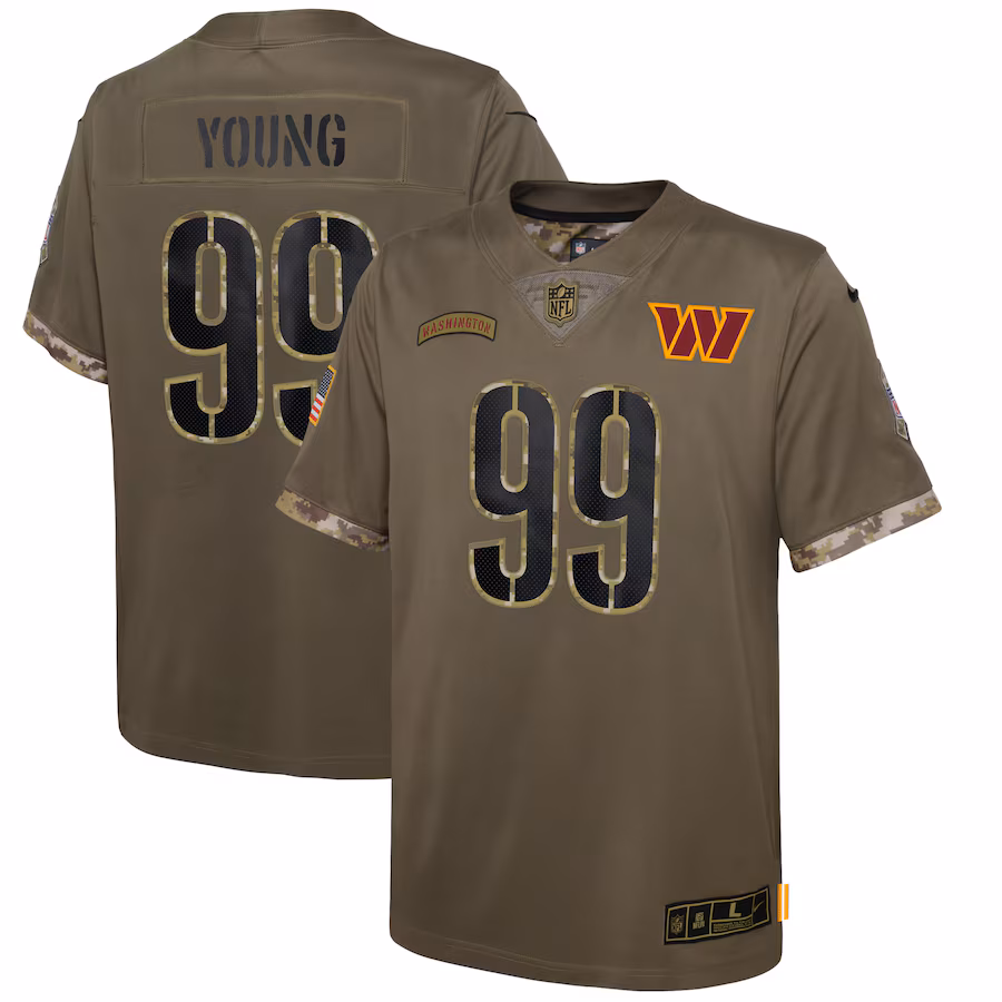 Youth Washington Commanders Chase Young Nike Olive Salute To Service Player Limited Jersey - Jersey