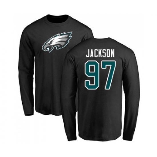 Philadelphia Eagles #97 Malik Jackson Black Name & Number Logo Long Sleeve T-Shirt - Jersey