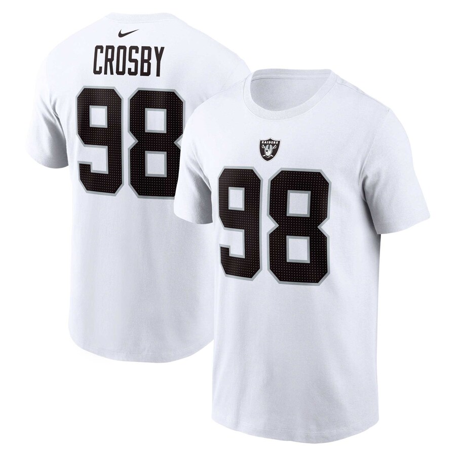 Men's Las Vegas Raiders Maxx Crosby Nike White Player Name & Number T-Shirt - Jersey