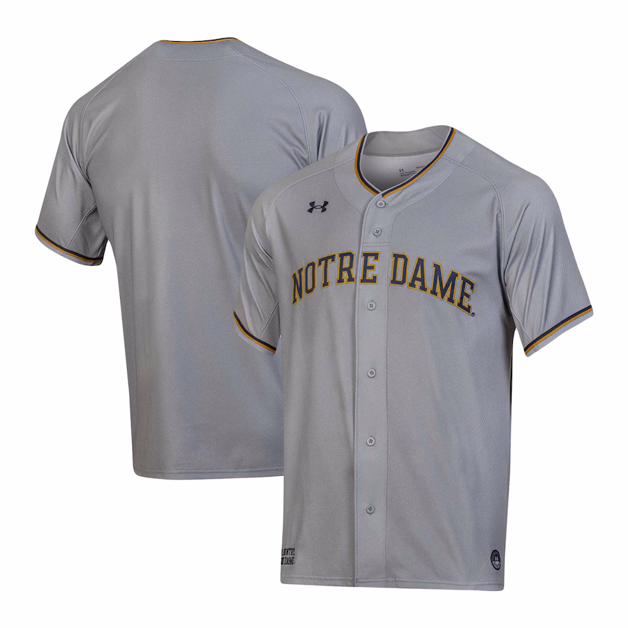 Men's Under Armour Gray Notre Dame Fighting Irish Replica Baseball Jersey - Jersey