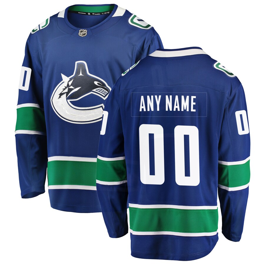 Men's Vancouver Canucks Fanatics Branded Blue Home Team Breakaway Custom Jersey - Jersey