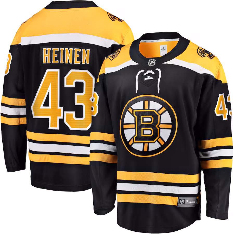 Men's Boston Bruins Danton Heinen Fanatics Black Home Premier Breakaway Player Jersey - Jersey