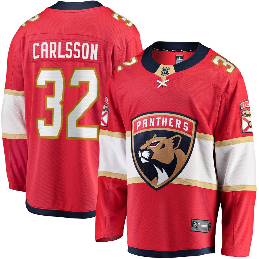 Men's Florida Panthers Lucas Carlsson Fanatics Branded Red Home Breakaway Player Jersey - Jersey