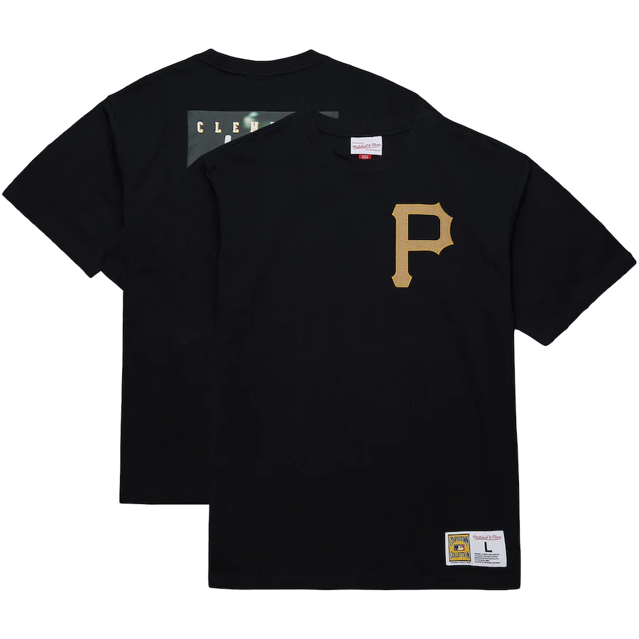 Men's Pittsburgh Pirates Roberto Clemente Mitchell & Ness Black Legends Collection Vintage Logo T-Shirt - Jersey