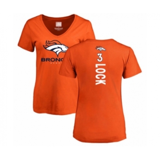 Football Women's Denver Broncos #3 Drew Lock Orange Backer T-Shirt - Jersey