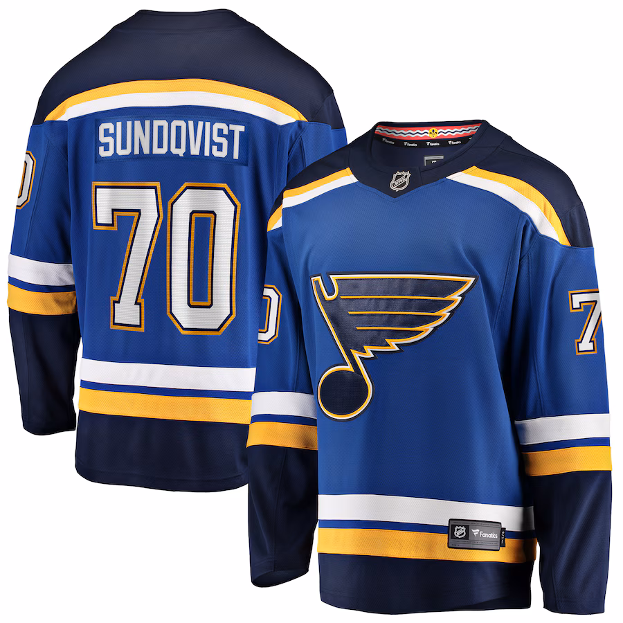 Men's St. Louis Blues Oskar Sundqvist Fanatics Blue Home Breakaway Player Jersey - Jersey