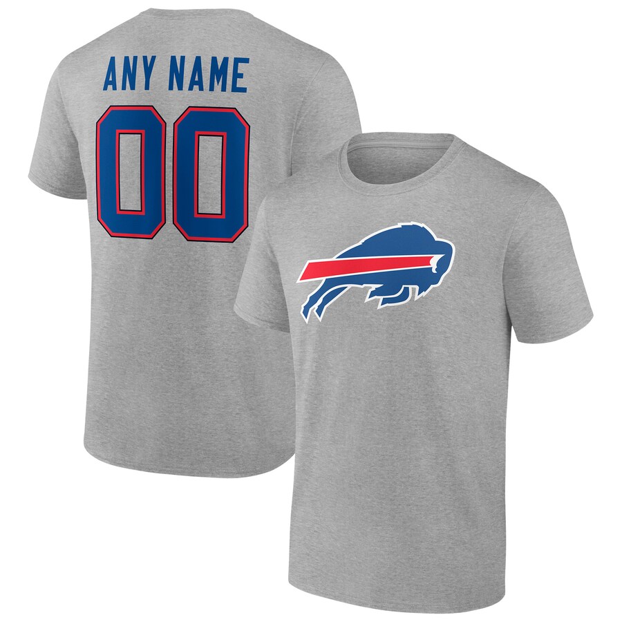 Men's Buffalo Bills Heathered Gray Team Authentic Custom T-Shirt - Jersey