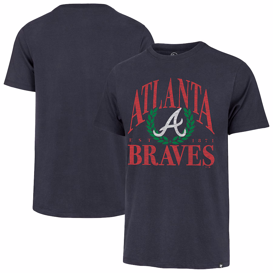 Men's Atlanta Braves '47 Navy Pitchout Franklin T-Shirt - Jersey
