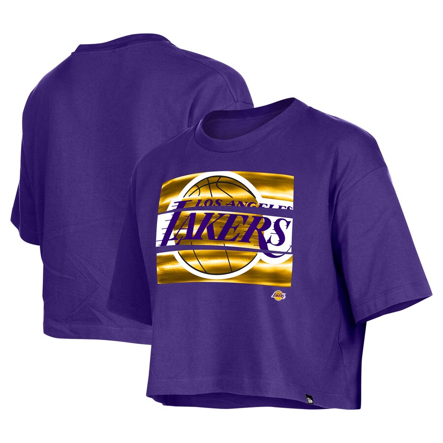 Women's Los Angeles Lakers New Era Purple Oversized Boxy Crop T-Shirt - Jersey