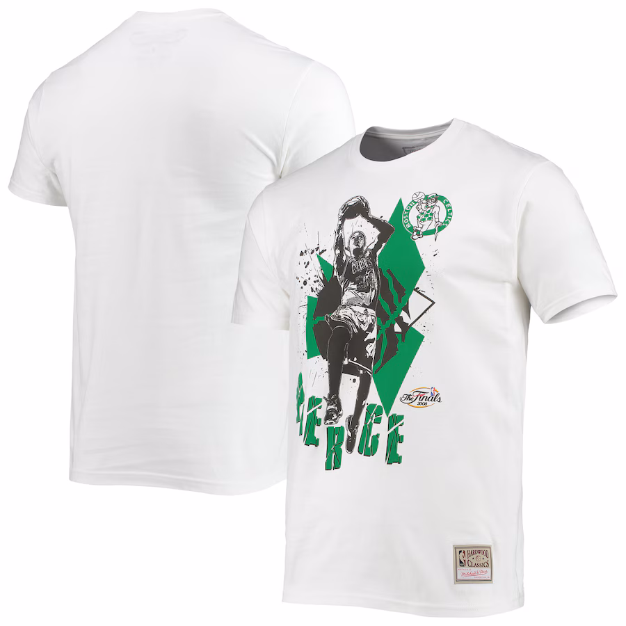 Men's Boston Celtics Paul Pierce Mitchell & Ness White Suite Sensations Player T-Shirt - Jersey