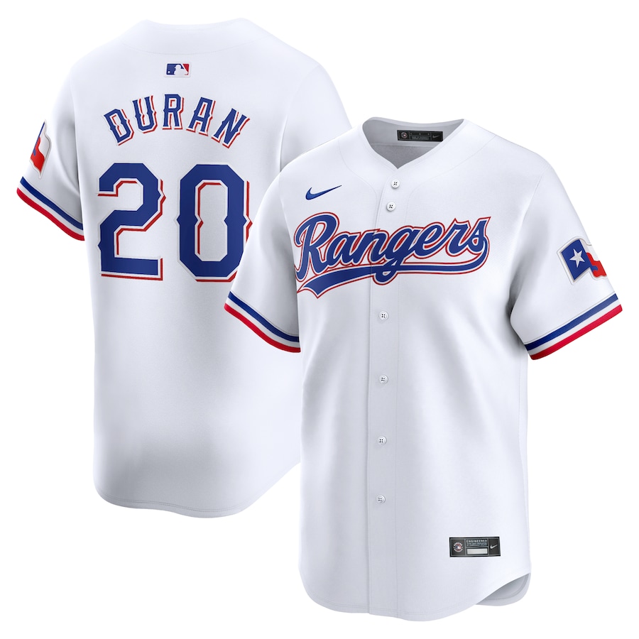 Men's Texas Rangers Ezequiel Duran Nike White Home Limited Player Jersey - Jersey
