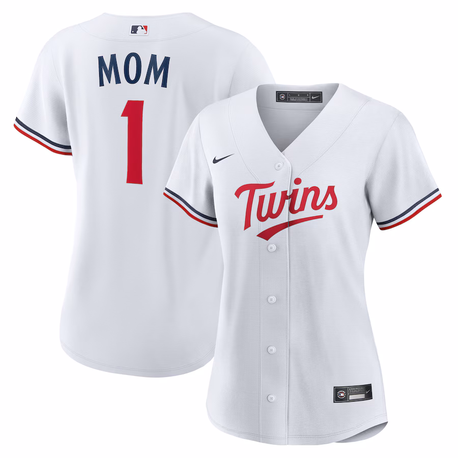 Women's Minnesota Twins Nike White #1 Mom Home Replica Jersey - Jersey