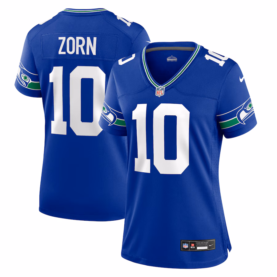 Women's Seattle Seahawks Jim Zorn Nike Royal Throwback Retired Player Game Jersey - Jersey