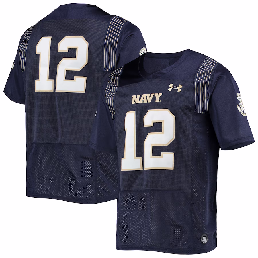 #12 Navy Midshipmen Under Armour Team Premier Football Jersey - Navy - Jersey