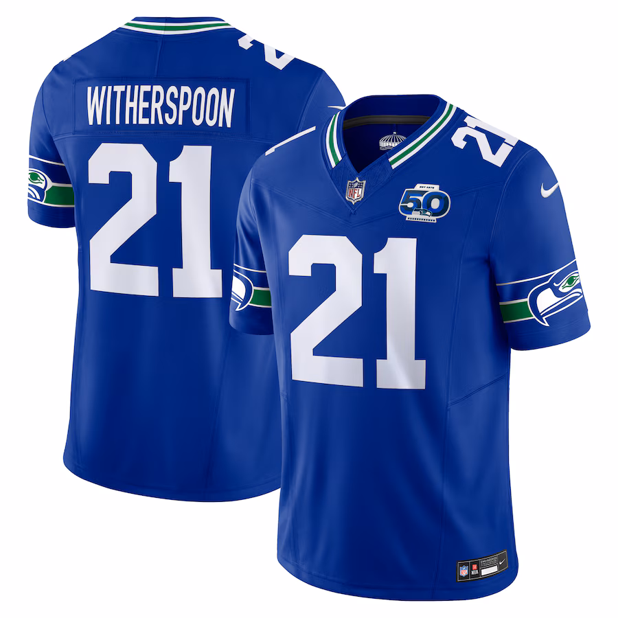 Men's Seattle Seahawks Devon Witherspoon Nike Royal 50th Season Vapor F.U.S.E. Limited Jersey - Jersey