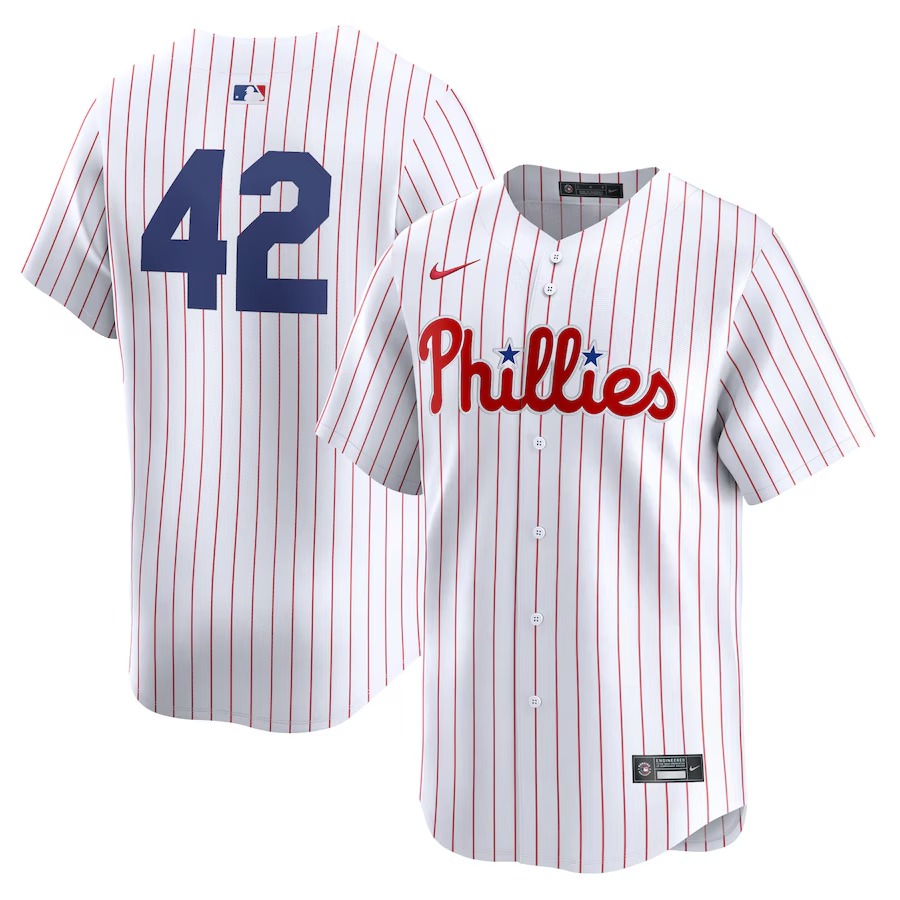 Men's Philadelphia Phillies  Nike White 2024 Jackie Robinson Day Home Limited Jersey - Jersey