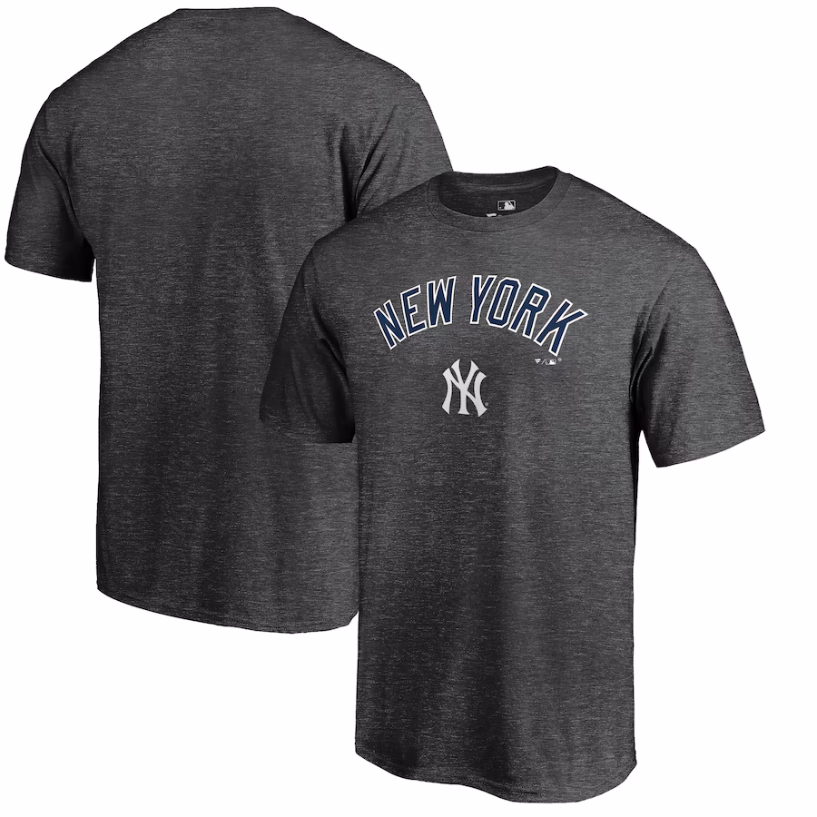 Men's New York Yankees Heathered Charcoal Team Lockup T-Shirt - Jersey