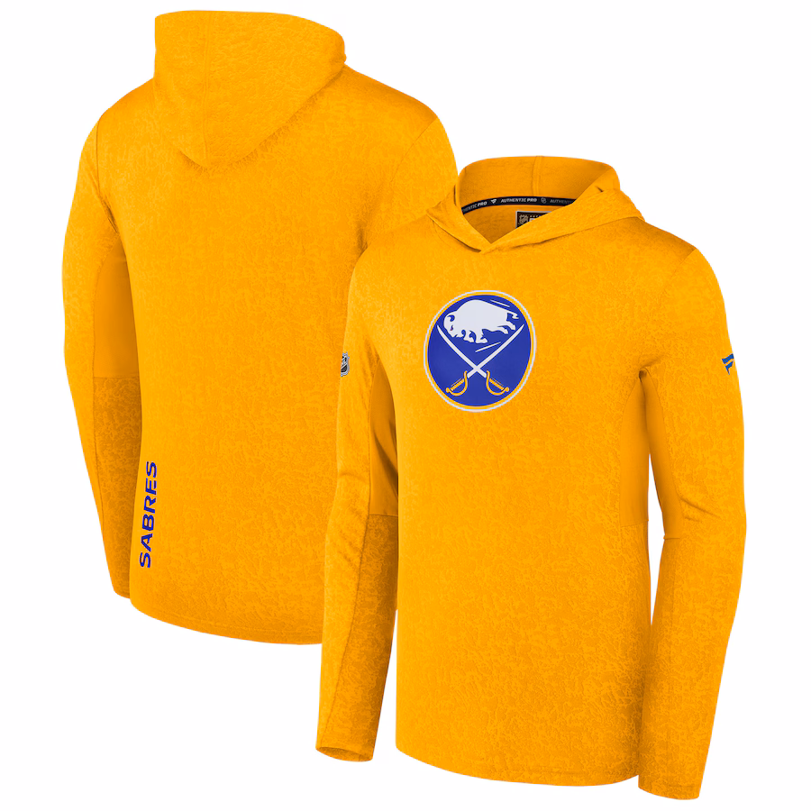Men's Buffalo Sabres Fanatics Gold Authentic Pro Lightweight Pullover Hoodie - Jersey