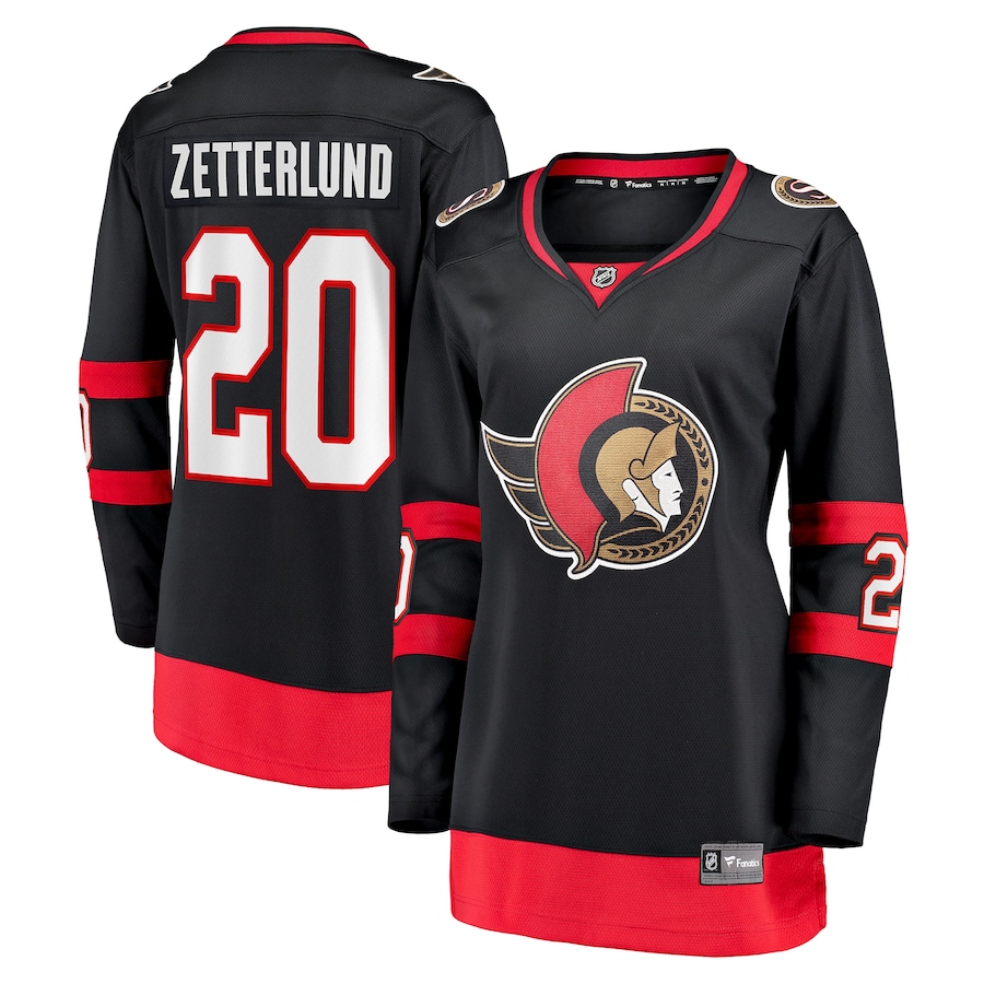 Women's Ottawa Senators Fabian Zetterlund Fanatics Black Home Breakaway Player Jersey - Jersey