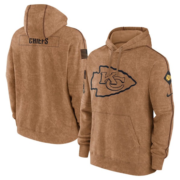 Men's Kansas City Chiefs 2023 Brown Salute to Service Pullover Hoodie - Jersey