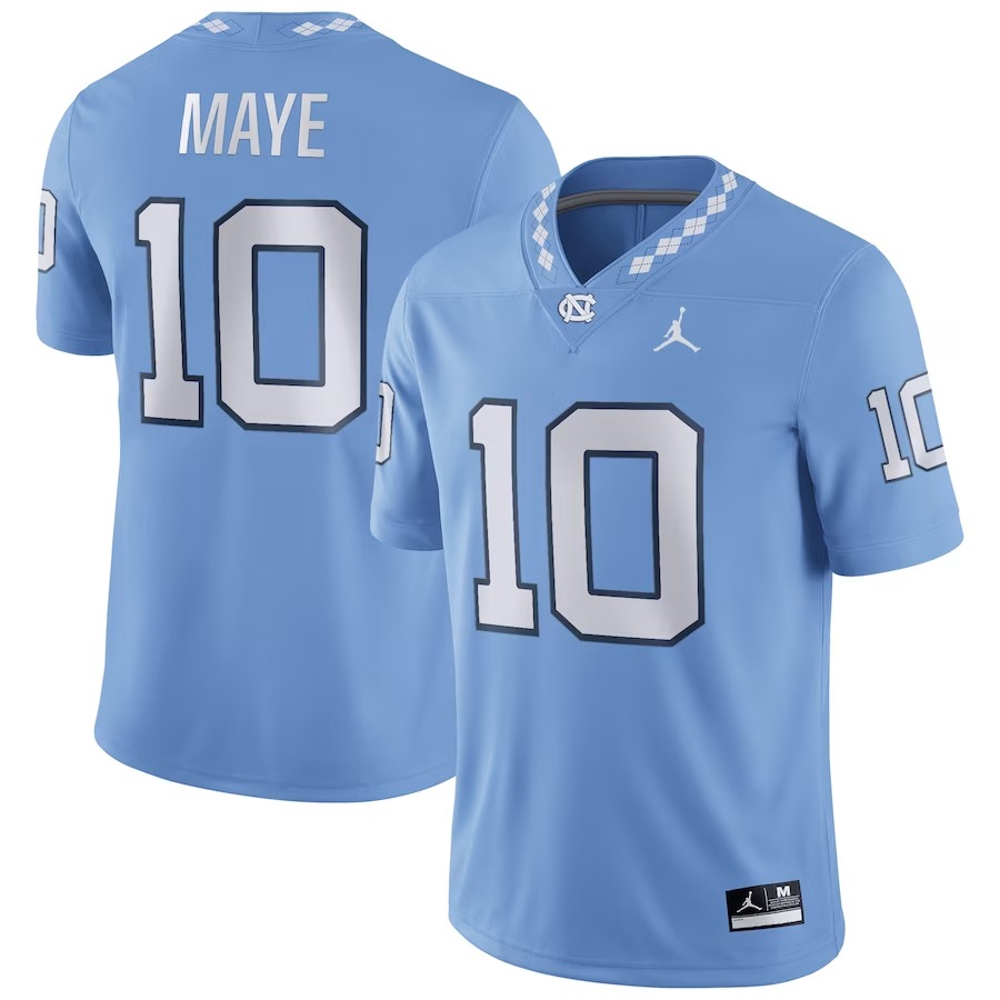 Drake Maye North Carolina Tar Heels Jordan Brand NIL Replica Football Jersey - Carolina Blue - Jersey