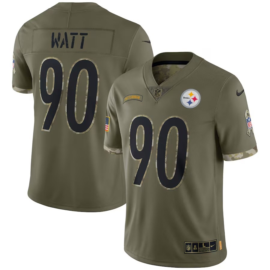 Men's Pittsburgh Steelers T.J. Watt Nike Olive 2022 Salute To Service Limited Jersey - Jersey