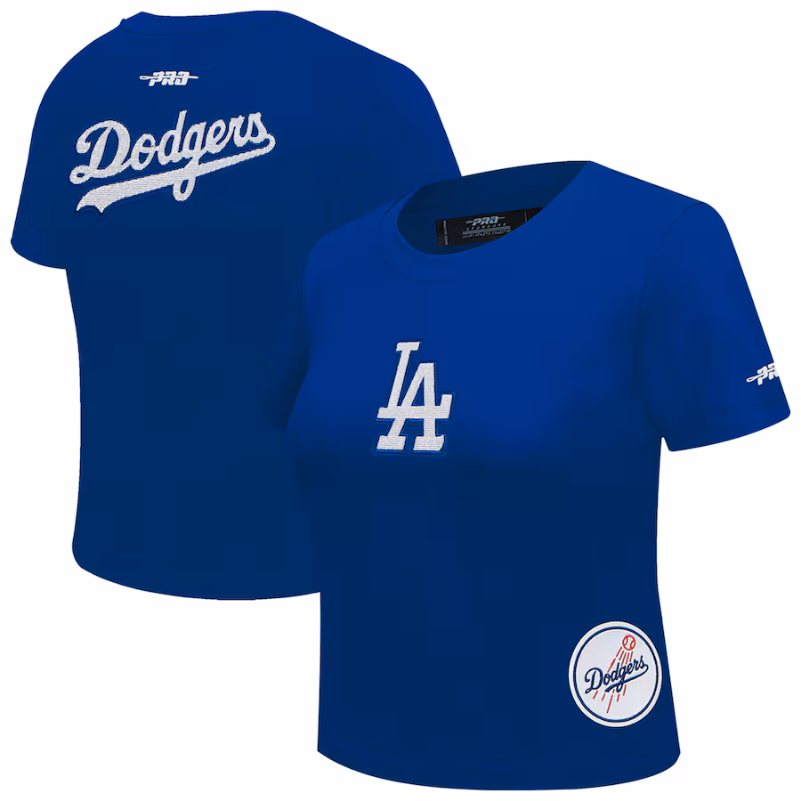 Women's Los Angeles Dodgers Pro Standard Royal Game Day Classics Baby Doll Cropped T-Shirt - Jersey