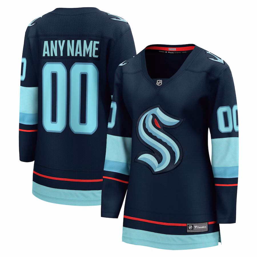 Women's Seattle Kraken Fanatics Navy Home Breakaway Custom Jersey - Jersey