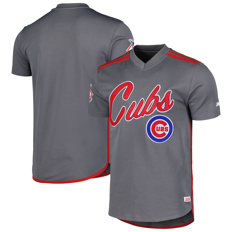 Men's  Chicago Cubs Stitches Charcoal Team V-Neck Jersey - Jersey