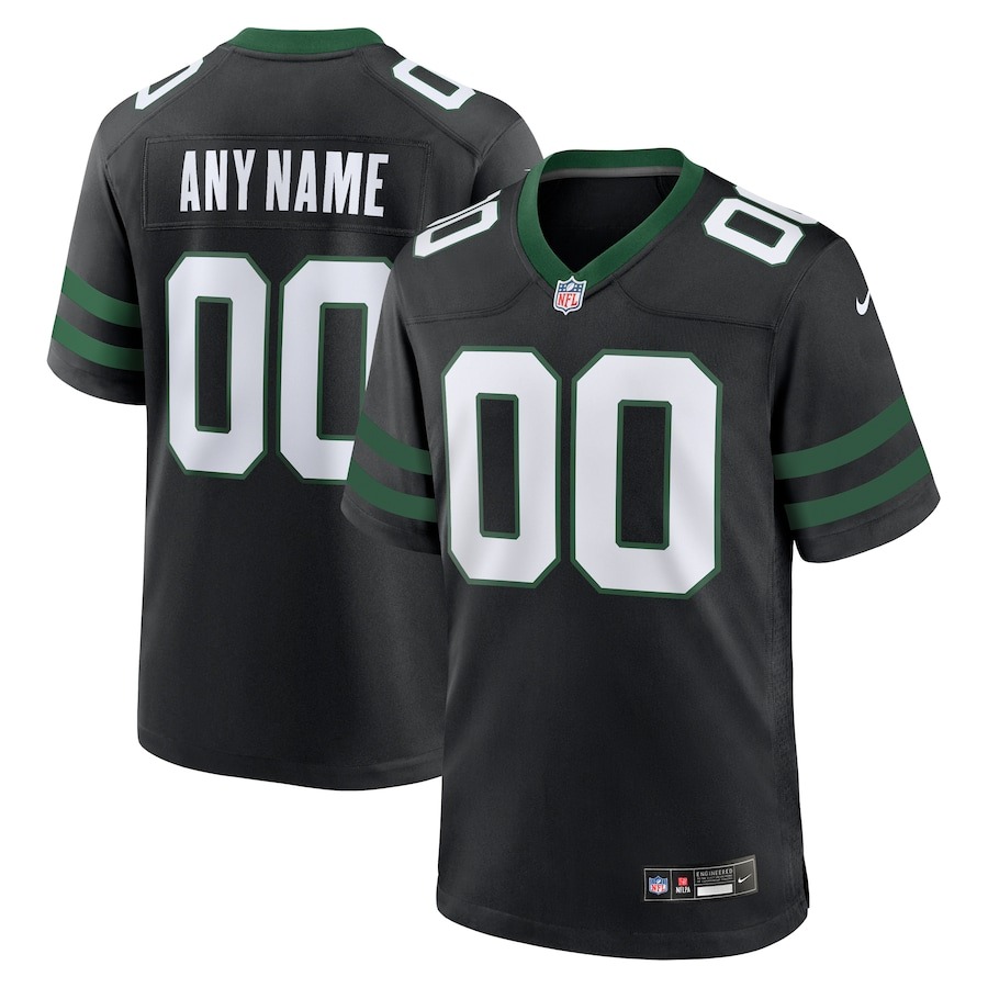 Men's New York Jets  Nike Legacy Black Alternate Custom Game Jersey - Jersey