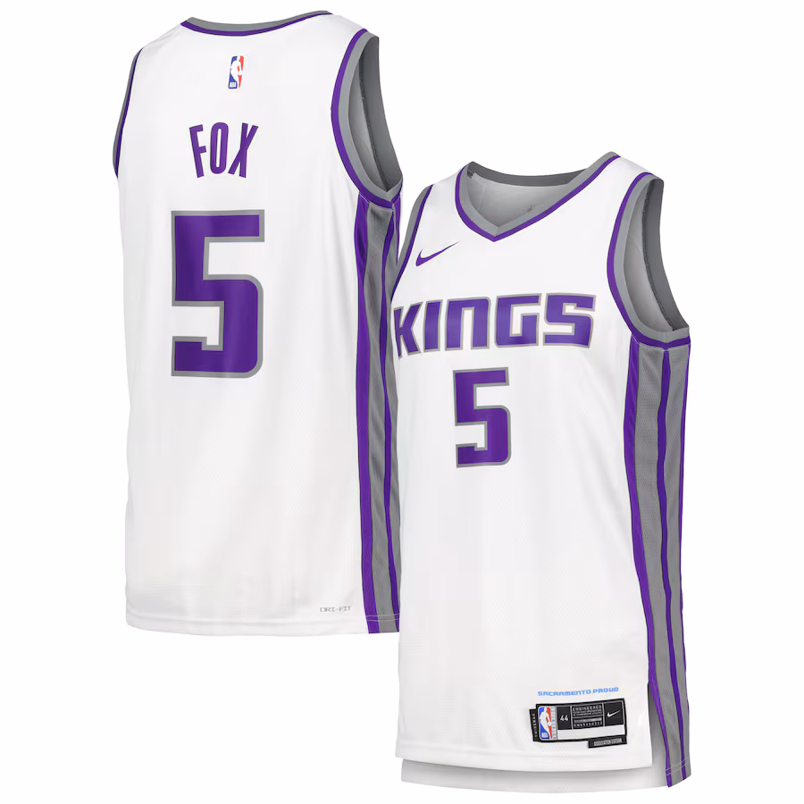 Men's Sacramento Kings De'Aaron Fox Nike White Swingman Player Jersey - Association Edition - Jersey