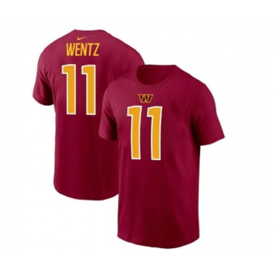 Men's Washington Commanders #11 Carson Wentz 2022 Red Name & Number T-Shirt - Jersey