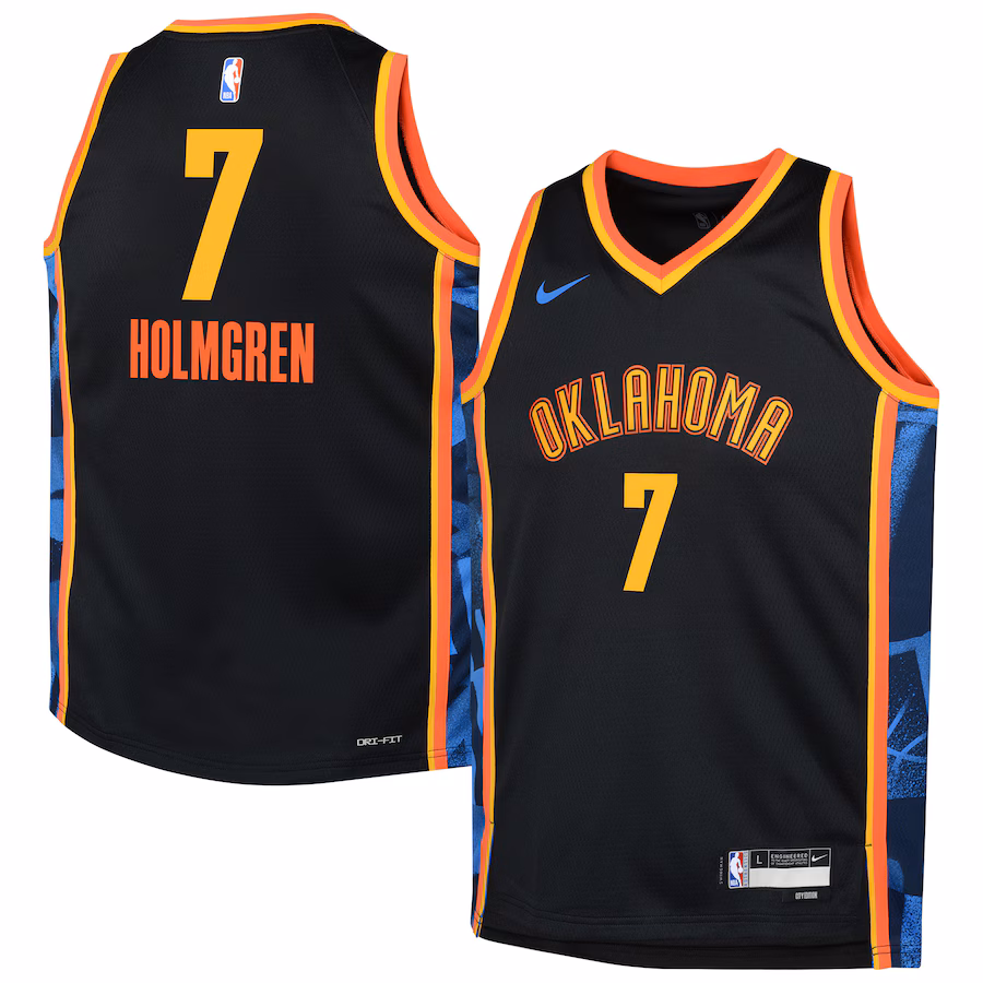 Youth Oklahoma City Thunder Chet Holmgren Nike Black 2024/25 Swingman Player Jersey - City Edition - Jersey